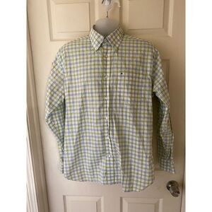 Tommy Hilfiger Men's Plaid Button-Down Shirt Casual Green‎ White Blue
